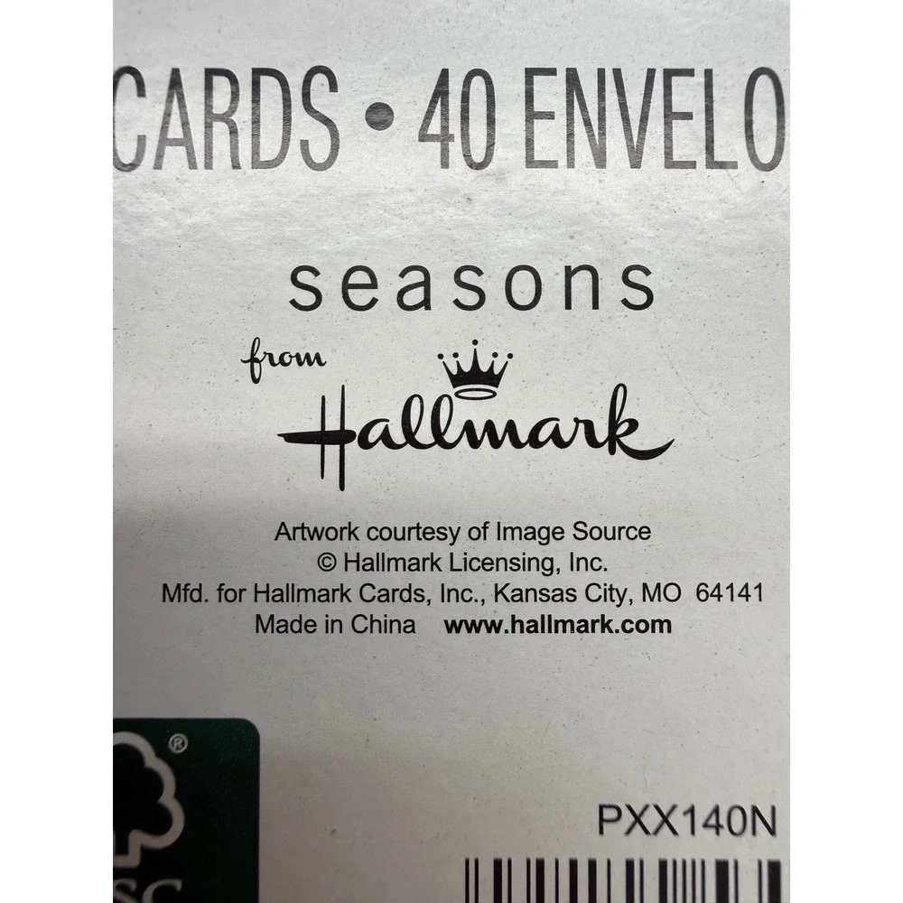 Hallmark Seasons Deluxe Boxed Christmas Cards 40 Count Santa Claus Gold Seals